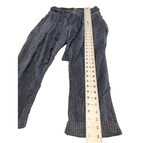 Free People Striped Harem Pants Womens 4 Blue High Rise Relaxed Cropped Bohemian - Picture 10 of 16